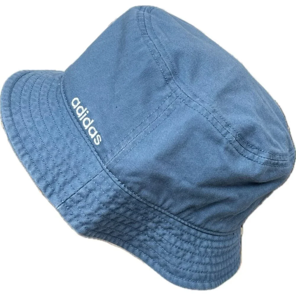 Adidas Logo Blue Cotton Essential Moisture-Wicking Inner Sweatband Bucket Hat